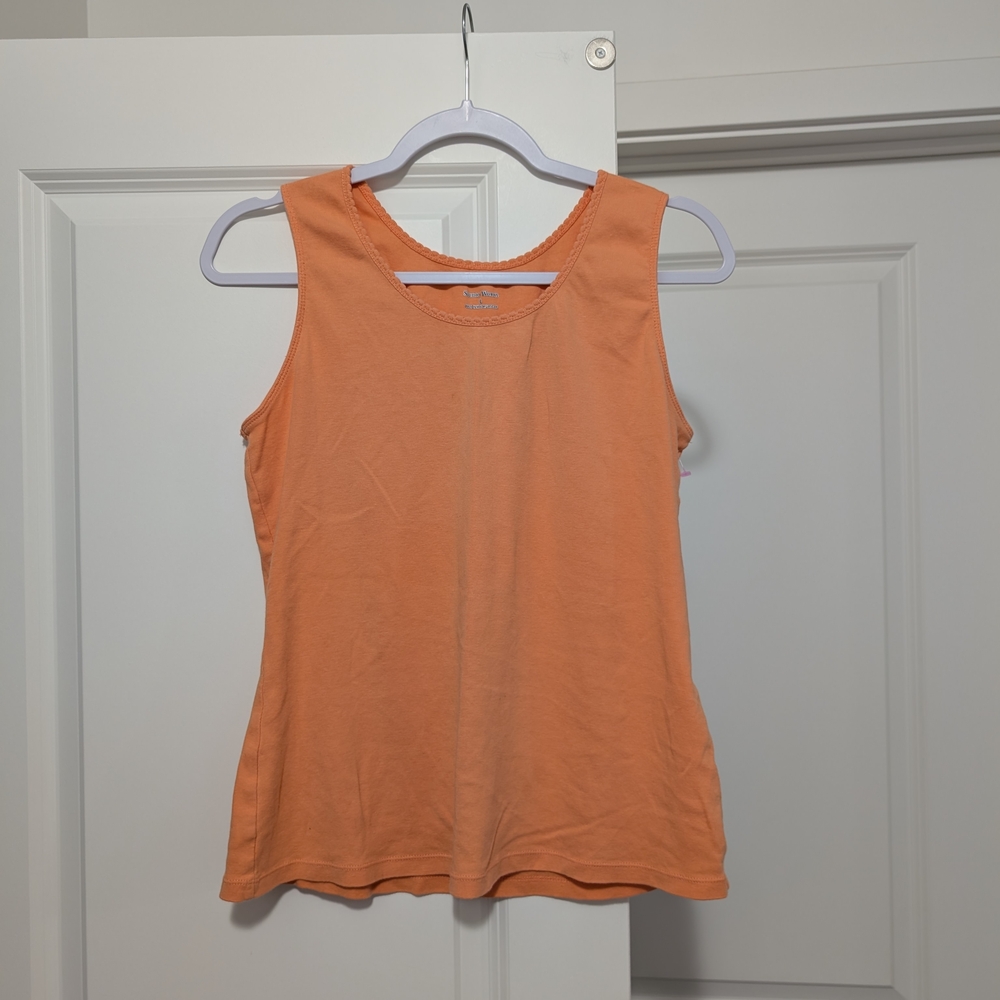 Orange Sleeveless Top With Scallop Detailing Size Large